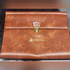 Vintage Leather Brown Gold Closure Life Insurance Portfolio